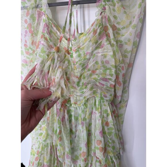 Redpolaris silk green floral dress 40 - Picture 6 of 13